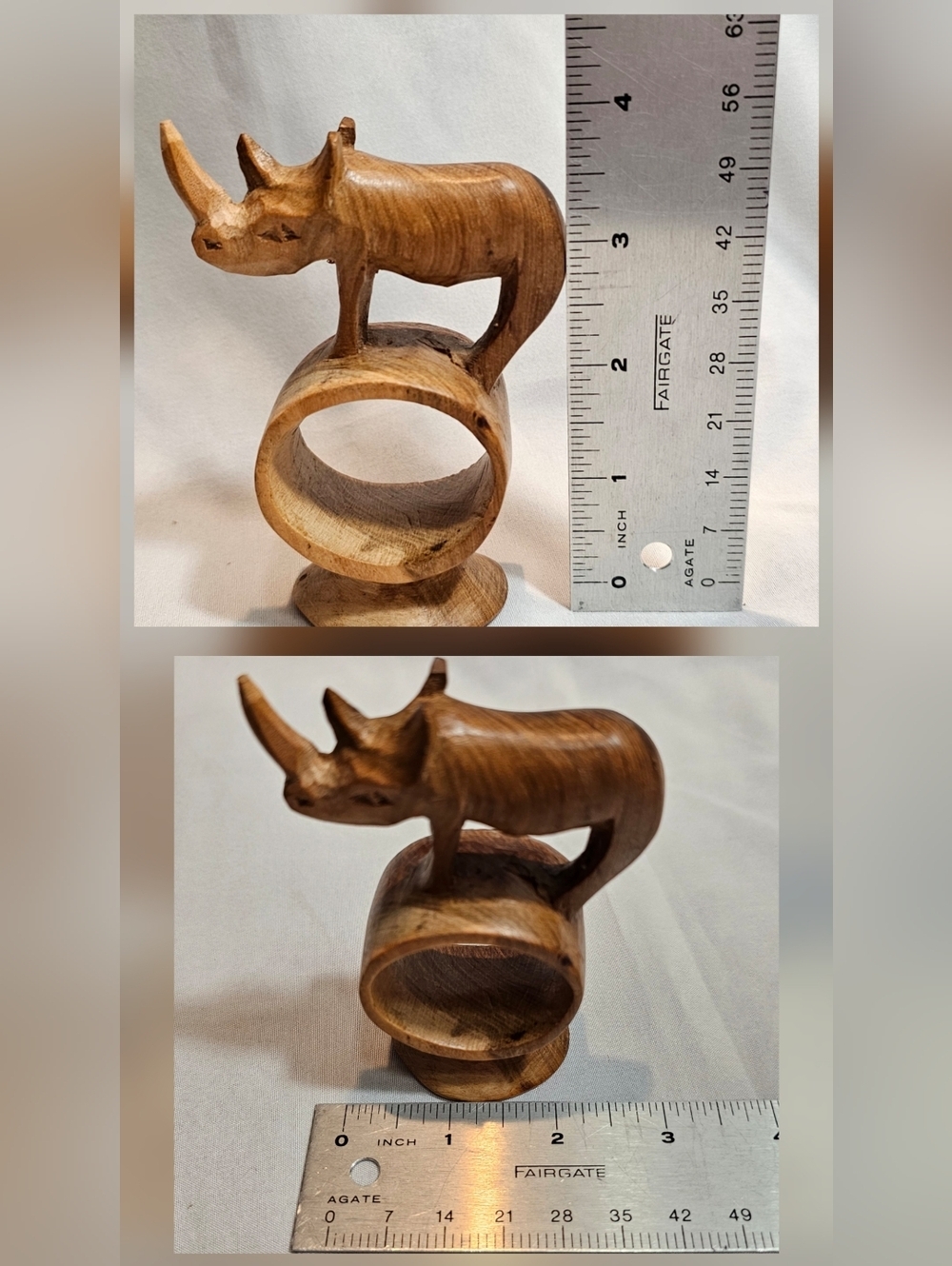 8 Handcarved Wooden Safari Animal Napkin Ring Holders - Picture 10 of 10